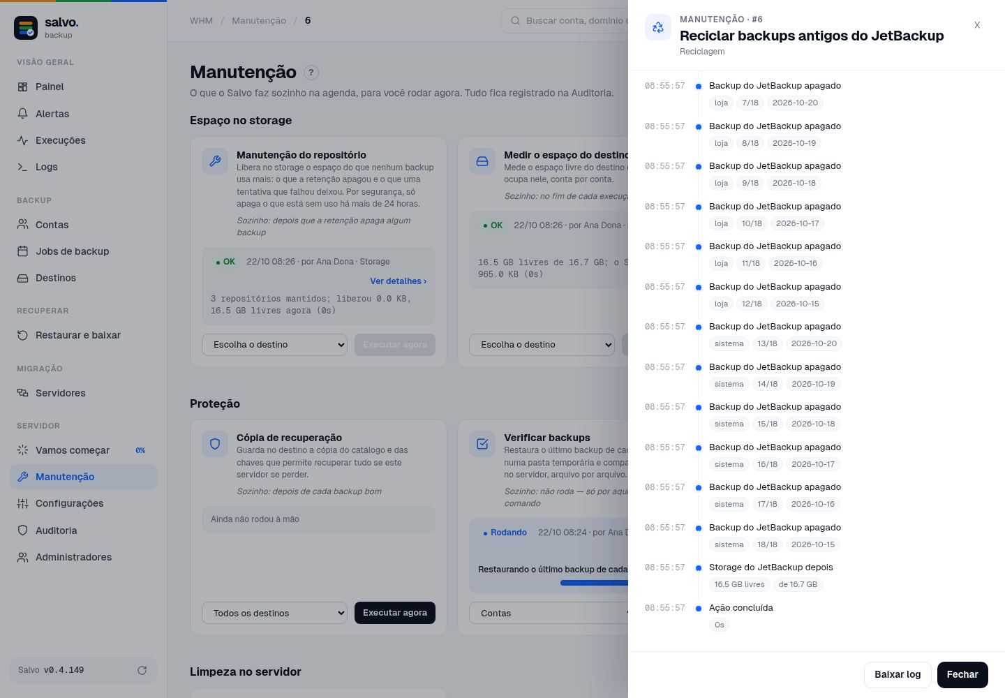 A reciclagem aplicada: cada backup apagado